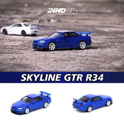 INNO In Stock 1:64 Skyline GTR R34 V-SPEC II N1 White Blue Alloy Diorama Car Model Collection Miniature Carros Toys