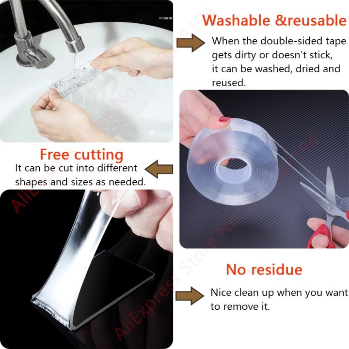 ultra-strong-double-sided-adhesive-sticky-tape-waterproof-wall-stickers-reusable-heat-resistant-glue-bathroom-kitchen-carpet-car
