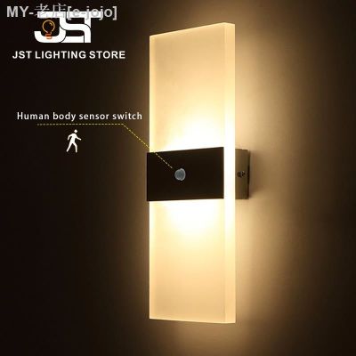【CC】 USB Recharge Human Sensor Indoor Bedroom Bedside Corridor Lamps Wall Lamp