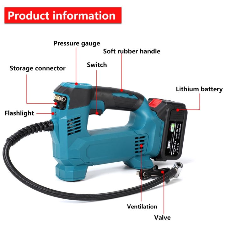18v-powered-cordless-electric-air-pump-electric-inflator-car-tire-air-compressor-inflatable-pump-for-makita-18v-battery