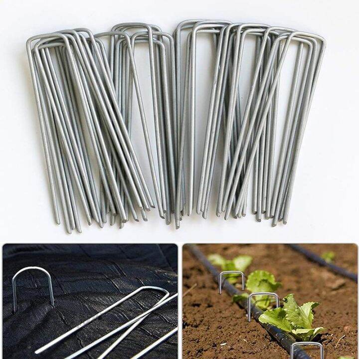 6 Inch Landscaping Staple Garden Stakes Galvanized UShaped Fence Stake