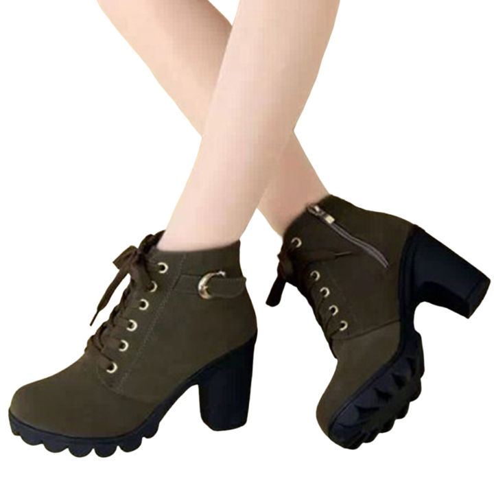 รองเท้าบูทซิปสีเดียวกันและหัวเข็มขัดหนังรองเท้าบูทสำหรับผู้หญิง-ชุดเด็กผู้หญิงของแท้คุณภาพสูง