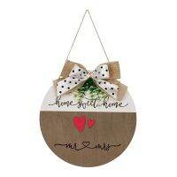 Valentine Day Wooden Hanging Plate With Bow Love Heart Round Plaque Front Door Hanger Decorative Board