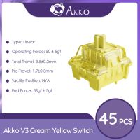 【พร้อมส่ง Akko V3 สวิตช์สีเหลืองครีม 3 Pin 50gf เข้ากันได้กับคีย์บอร์ด MX Mechanical (45 ชิ้น)