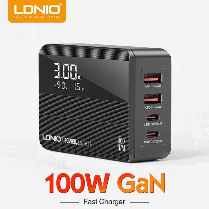 LDNIO GaN 100W Super Fast Charging Appliance USBC Wall Charger 4 Port