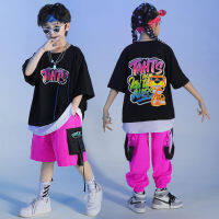 เด็ก Kpop วัยรุ่น Hip Hop เสื้อผ้า T เสื้อกีฬา Tee ฤดูร้อนกางเกงขาสั้น Streetwear สำหรับสาว Boy Jazz Dance เครื่องแต่งกายเสื้อผ้า...