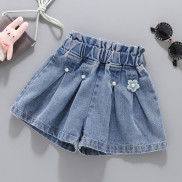 Mùa hè thời trang cô gái Quần jean Denim quần short trẻ em đàn hồi eo Quần