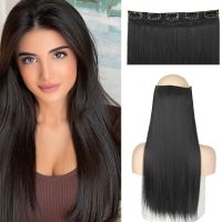 Synthetic Long Straight 5 Clip In Hair Extensions 22’‘ High Resistant Temperature Fiber Natural Black Brown Blonde Hairpiece