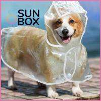 SUN BOX พกพาสะดวก มีฮู้ด โปร่งใส ชัดเจน พีวีซี แจ็คเก็ตลูกสุนัข ชุดกันฝนสำหรับสัตว์เลี้ยง เสื้อกันฝนสุนัข