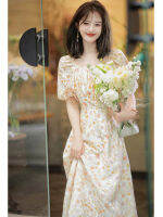 VacationCollection Holiday Tea Break French ชุดนางฟ้าอารมณ์แปรปรวนคุณภาพสูงชุดเดรสลายดอกไม้ผู้หญิงชุดเดรสหน้าร้อน407D0488