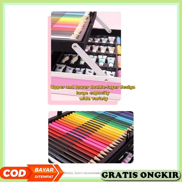 CRAYON ART SET / KOPER SET CRAYON MEWARNAI / ALAT TULIS ANAK 145PCS SET  CRAYON ANAK MENGGAMBAR krayon gambar mewarnai