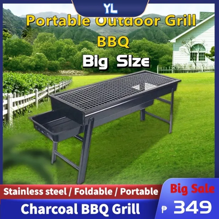 Stainless steel Portable Folding Charcoal BBQ Grill for 5 8 Person