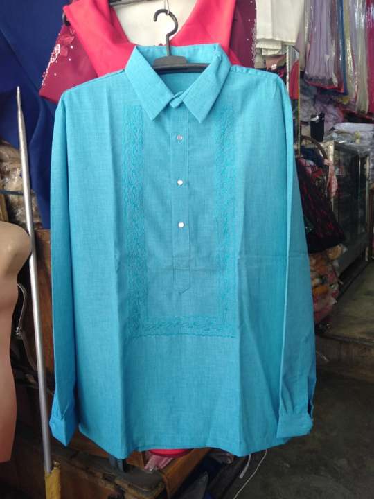 Polo Barong (Long sleeves) Aqua blue | Lazada PH