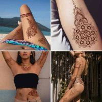 Lace Tattoo Sticker Decals Waterproof Semi Permanent Henna Water Transfer Tattoo Sticker Body Art Makeup Cosmetics Party Stencil