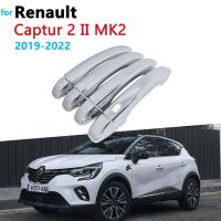 for Renault Captur 2 II MK2 XJB HJB HJE 2019~2022 2021 Chrome Door Handle Cover Car Accessories Stickers Rustproof Decoration