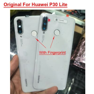 Original Battery Cover For Huawei P30 Lite Back Glass Nova 4E Rear Housing Door Case Camera Frame Lens Fingerprint Flash Sticker Replacement Parts