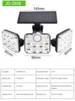 3 Head LED Solar Lights Outdoor Wall Solar Lamps Adjustable Motion Sensor Wide Angle Waterproof Garden Street Home Lighting Lamp