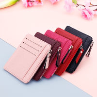 1PCS MenWomen Mini ID Card Holders Business Credit Card Holder PU Leather Slim Bank Card Case Organizer Wallet Zipper Uni