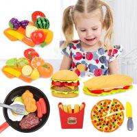 Kids Simulation Food Kitchen Toy Pretend Play Food Set Cookware Pot Hamburger Hot dog Fries Pizza Interactive Toys For Children