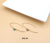 Little ME Jewelry , Littleme ต่างหูเรียบประดับหินแท้ แบบห้อยยาว สินค้าทำมือ (แถมฟรี+ กล่องของขวัญ) ตุ้มหู , ต่างหู