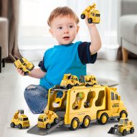 TEMI Diecast Carrier Truck Cars Engineering  Vehicles Excavator Bulldozer Sets Kids Educational Boys