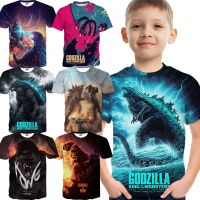 2023 NEWGodzilla เสื้อยืดเกมสำหรับแฟชั่นเด็กเสื้อการ์ตูนเด็กของขวัญวันเกิดประเดิมเด็กท็อปส์ลำลองเกมฤดูร้อนเสื้อผ้า