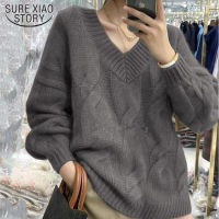 New Autumn Winter Basic Oversize Thick Sweater V-neck Pullovers Women Casual Loose Cashmere Sweater Pullover Pull Femme 17718