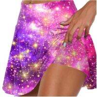 Womens Printed Fake Two-piece Bottomed Skirt Pants Sports Beach Surfing Fitness S-5XL