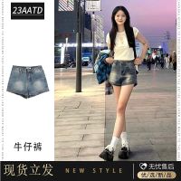 ✙▤ American-style retro hot style small denim shorts womens 2023 new summer casual loose wide-leg pants hot pants