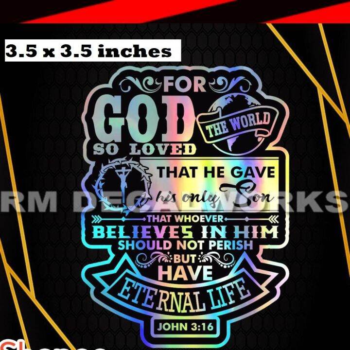 RM 3.5 RELIGIOUS HOLOGRAM STICKER CAR MOTORCYCLE BIBLE VERSE DECAL