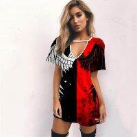 2023 Popular Beach Miniskirt Womens Simple Jacquard Short-sleeved A-line Skirt Womens Retro Elegant Sexy Dress New Product on