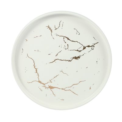 20Cm Gold Marble Ceramic Dish Porcelain Cutlery Set Kitchen Table European Decorative Dessert Steak Plate