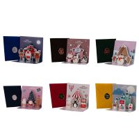 2022 New Set of 6 Merry Christmas Greeting Card 3D Pop-Up Card with Envelopes Stickers Xmas Tree Snowman Santa Postcard