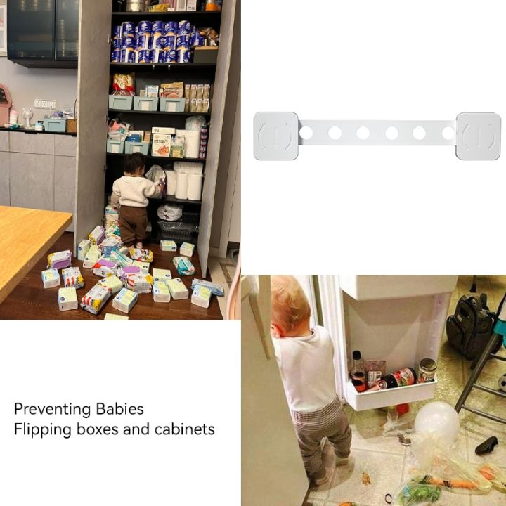 mirthbaby-5pack-white-safety-child-locks-for-cabinets-drawers-fridge-toilet-latches-baby-proofing-strap-locks