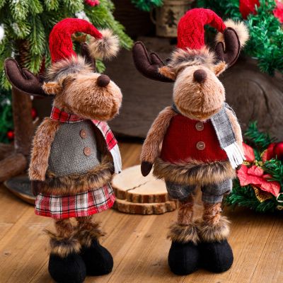 Christmas escopic Elk Doll Decorations Christmas Children Surprise Room Gifts Plush Standing Elk Decorations Surprise Gifts