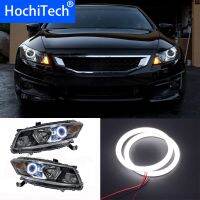 Hochitech Eexcellent ปลอกผ้าฝ้ายสีขาว Smd Angel Eyes Drl การวิ่งเวลากลางวันชุดแหวนทรงกลดสำหรับ Honda Accord Coupe 2008 2011