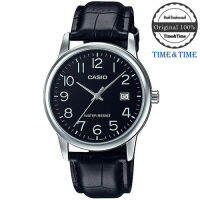 Time&amp;Time CASIO Standard นาฬิกาข้อมือผู้ชาย สีดำ/เงิน สายหนัง รุ่น MTP-V002L-1BUDF (ประกัน CMG)