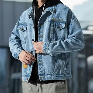 Full sleeve solid men's clearance denim jacket