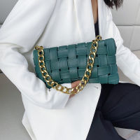 SWDF New Weave Design Small PU Leather Crossbody Bags For Women 2022 Luxury Solid Color Shoulder Handbags Chain Cross Body Bag