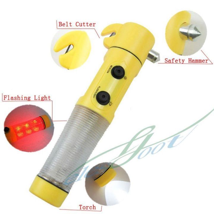 cod-4-in-1-car-emergency-escape-hammer-safety-seat-belt-cutter-led-torch-warning-flashlight