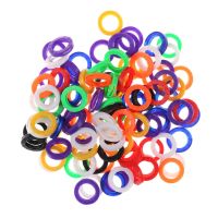 【CW】⊙∋  10pcs Hollow Color Rubber Soft Locks Keys Cap Covers Keyring Mixed