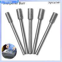 SIERWU 5pcs 3/4/5mm เสี้ยนสโตน ไฟล์กลม เครื่องลับคมเลื่อยโซ่เพชร เครื่องมือขัด ลับคมเลื่อยยนต์ เข็มไมโครแกะสลัก