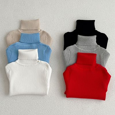 Baby Sweaters Kids Turtleneck Sweaters Long Sleeves Soft Wool Clothing Boys Girls Knitting Sweaters Bottoming Top Autumn Winter