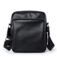 Vintage Zipper Small Square Mens Crossbody Bags Black Shoulder Bag Classic Leather Male Sling Cross Body Bags