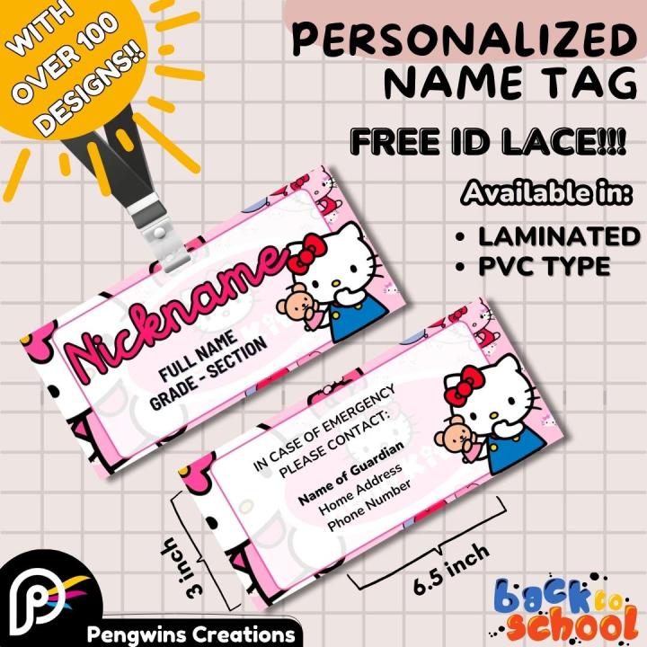 HELLO KITTY Designs Customized PVC Or LAMINATED School Name Tag For 3ce72fd130c9bcf485d884b8dafc4ce2 720x720q80