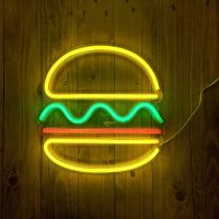 Burger Neon Signs Hanging Led Neon Lamp for Restaurant Acrylic Advertising LED Neon Sign Night Light for Bar Beer Window Shop Fuel Injectors