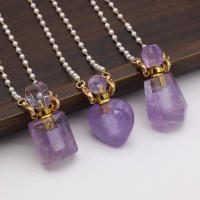 New Style Natural Stone Amethyst Perfume Bottle Necklace Pearl Chain For Women Free Gift Accessory Glasses Frames Pearl Chains