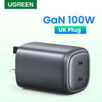 UGREEN สหราชอาณาจักรเสียบ GaN 100วัตต์65วัตต์ชาร์จอย่างรวดเร็วสำหรับ แท็บเล็ตการชาร์จอย่างรวดเร็วสำหรับ Xiaomi USB Type C PD ค่าใช้จ่ายสำหรับ 14