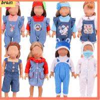 BRAIN 4รูปแบบ ของมาใหม่ DIY ชุดเสื้อยืดหลวม สำหรับตุ๊กตา18นิ้ว ชุดนอนตุ๊กตา เสื้อผ้าเด็กผู้หญิง