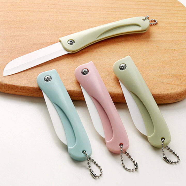 New Cool Fruit Sharp Cutting Ceramic Pocket Knife Folding ABS Handle Color  Blue